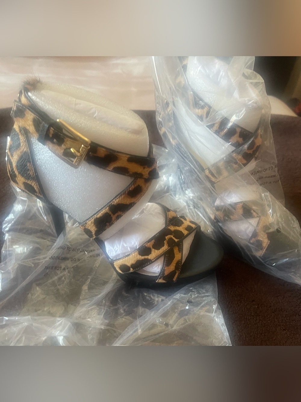 Michael Kors Leopard Print Strappy Heels - Black & Brown